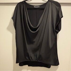 INC International Concepts Black Draped Blouse